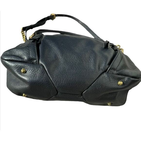 orYANY Black Leather crossbody bag contrast lining gold chain boho hobo purse - Picture 7 of 9